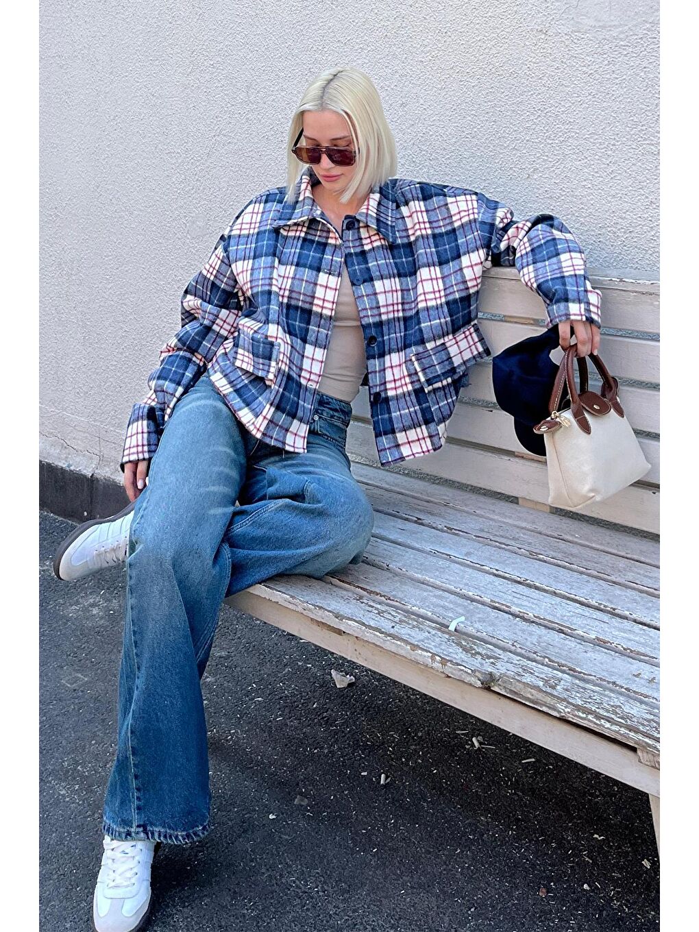 Lacivert Düğmeli Gömlek Yaka Oduncu Kısa Ceket Mg2181-4