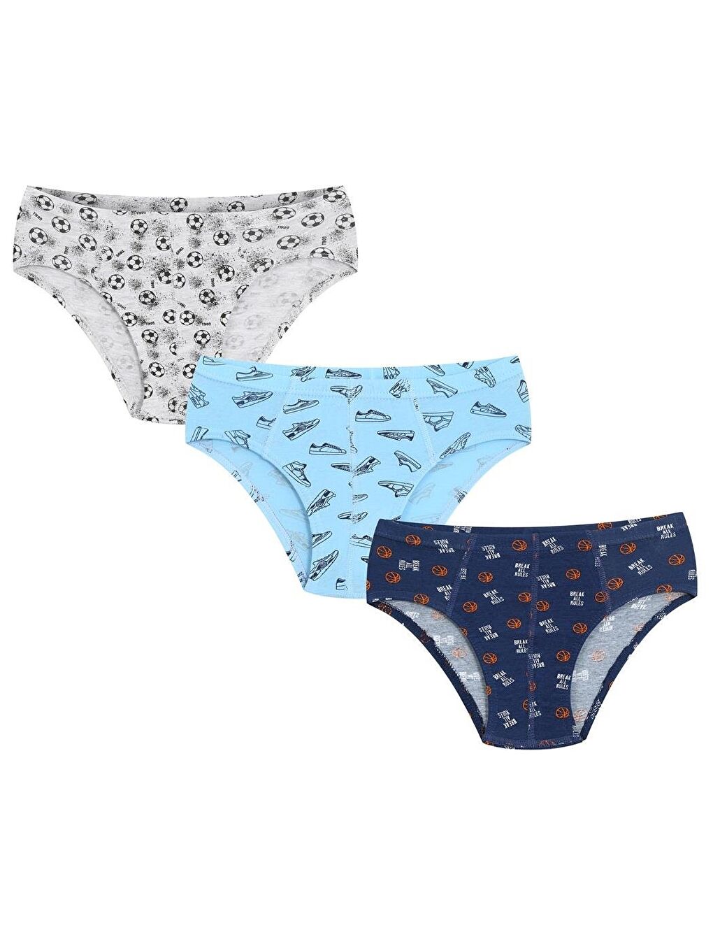 3'Lü Erkek Çocuk Pamuklu Team Karışık Slip Külot