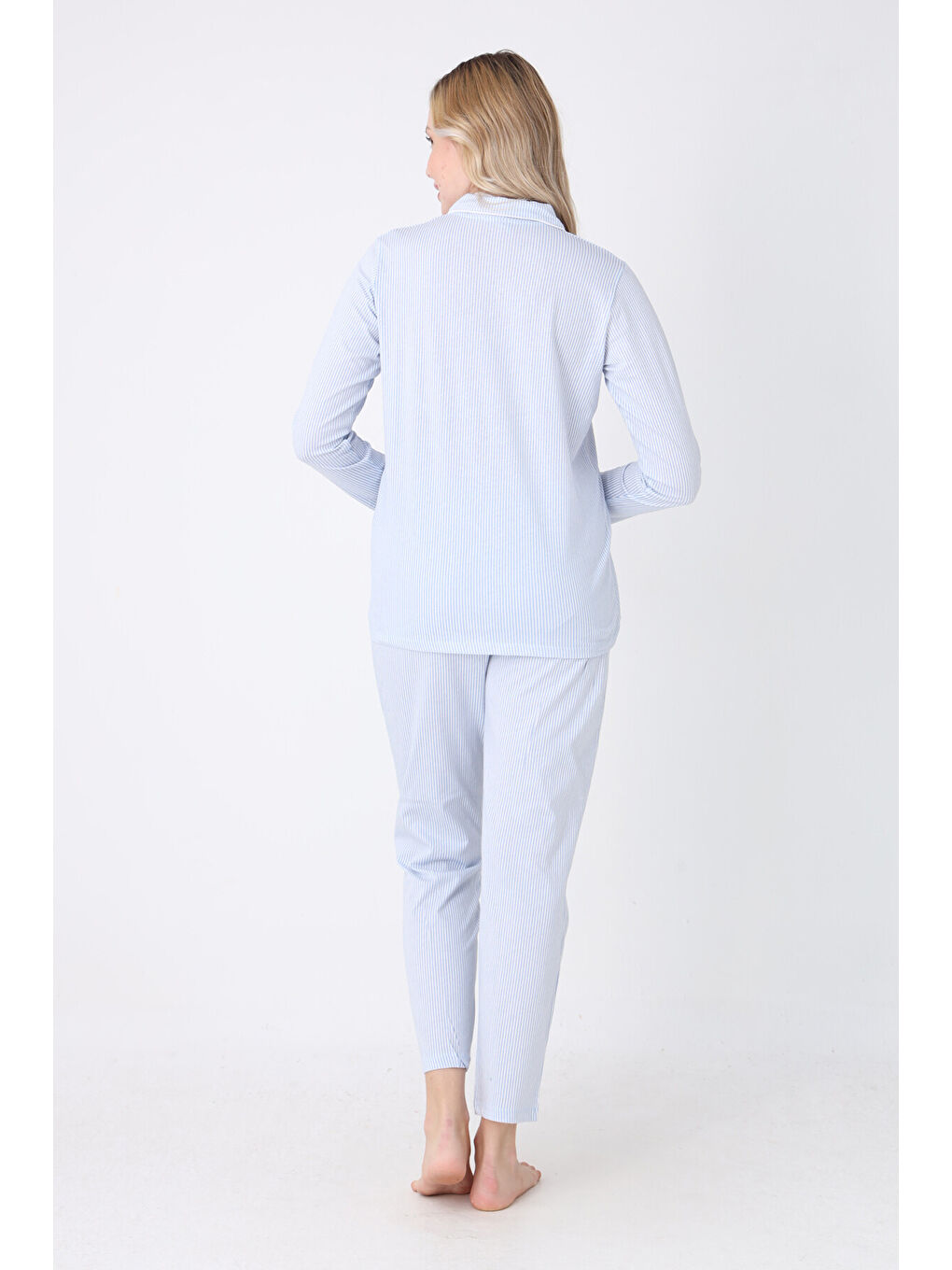 Mavi Sleepy Önden Düğmeli Pijama Takım-1