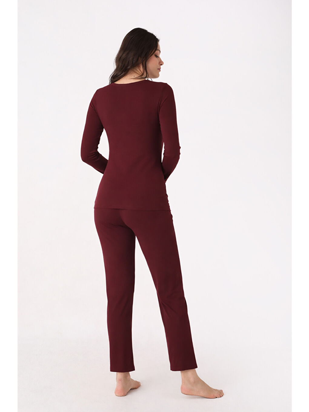 Bordo Patlı Pijama Takımı-1