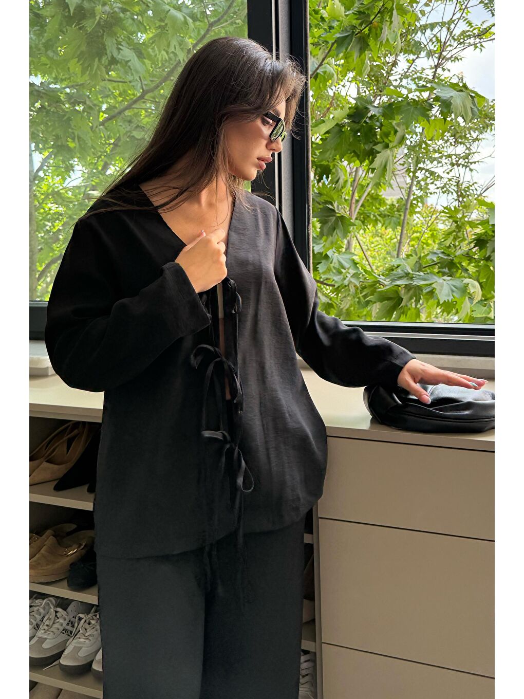 Siyah Önü Bağlamalı Alt Üst Takım Mg2473-5