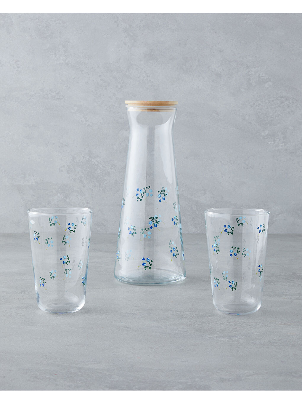English Home Bloom Cam 3 Parça Su Takımı 1150 Ml + 400 Ml Mavi