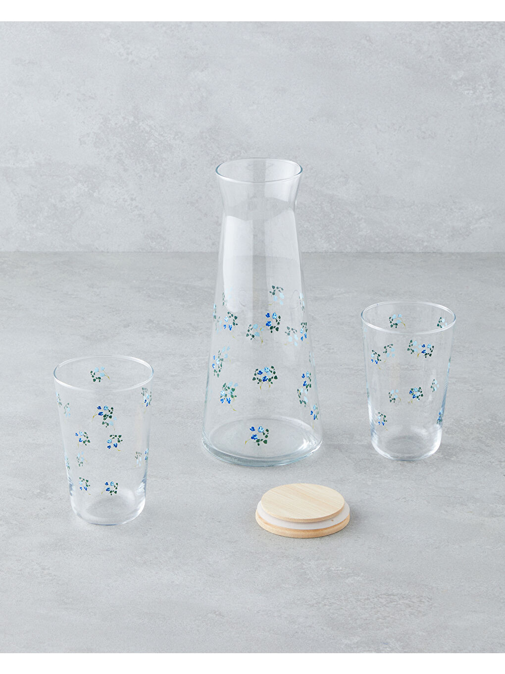 English Home Bloom Cam 3 Parça Su Takımı 1150 Ml + 400 Ml Mavi - 1