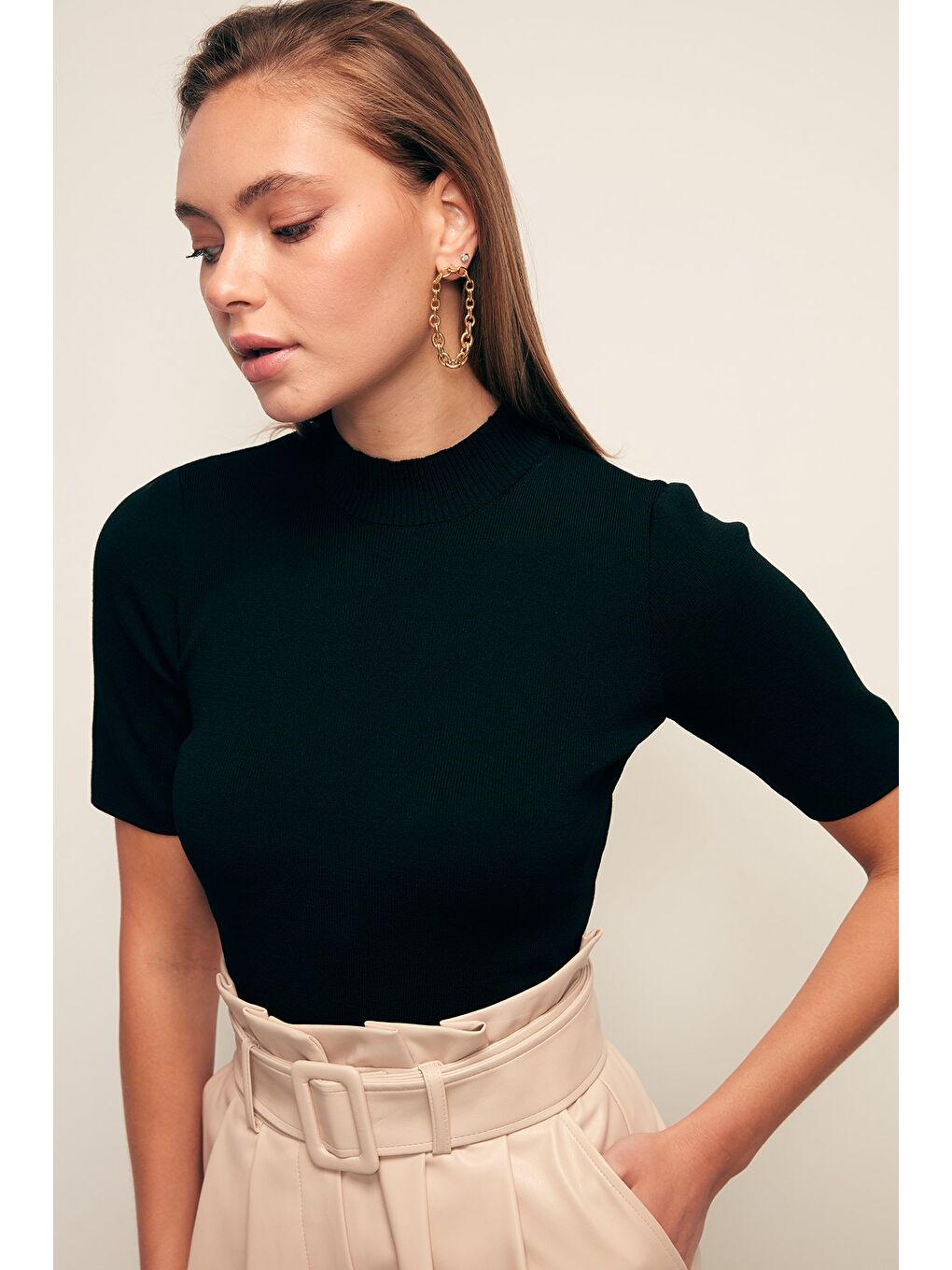 Yarım Balıkçı Triko - Siyah-1