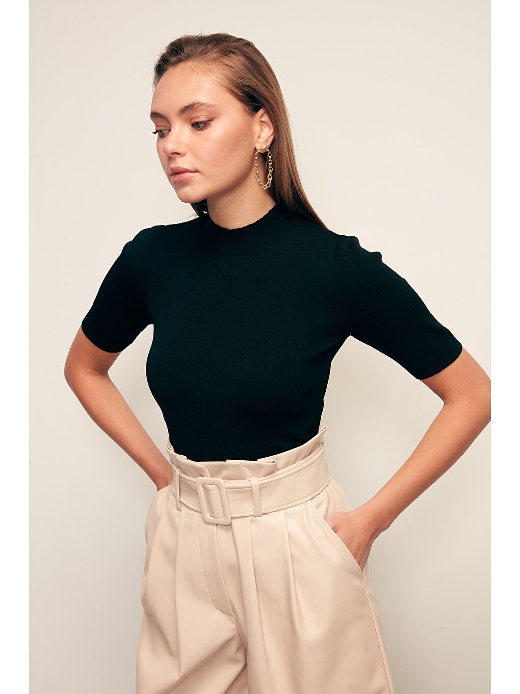 Yarım Balıkçı Triko - Siyah-3