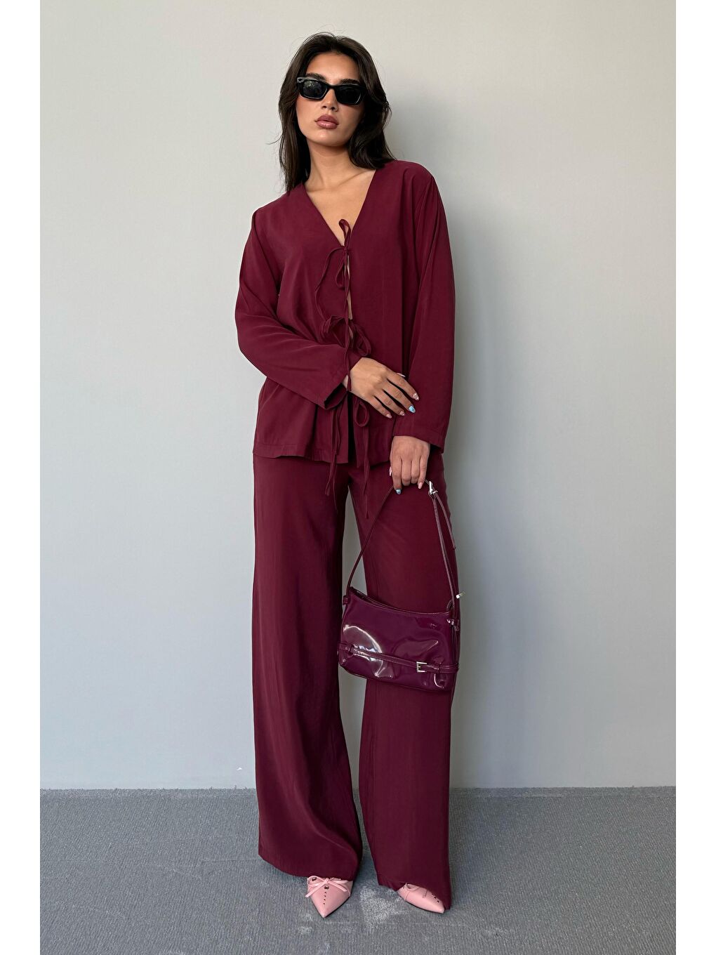 Bordo Önü Bağlamalı Alt Üst Takım Mg2473-1