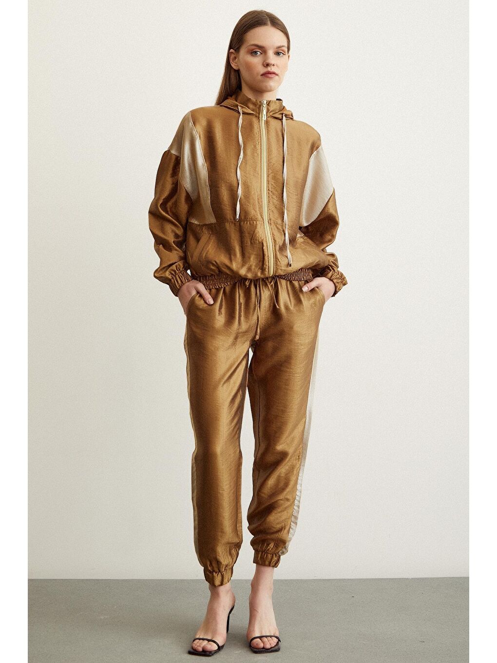 Sarı Fermuarlı Garnili Sweatshirt-1