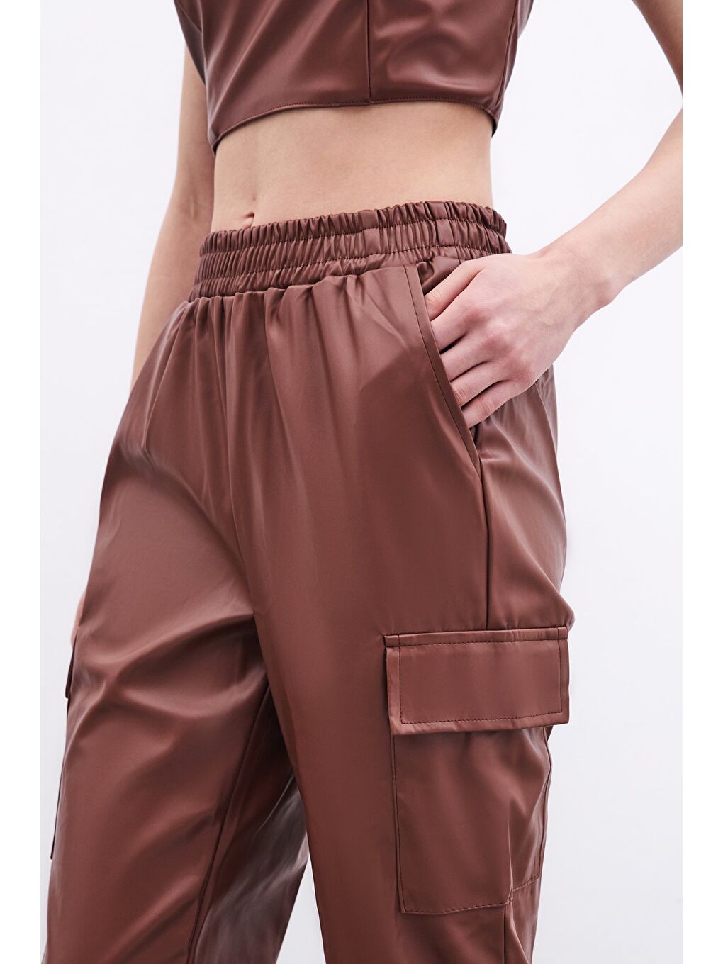 Kahverengi Cepli Kargo Pantolon - Koyu Kahve-3