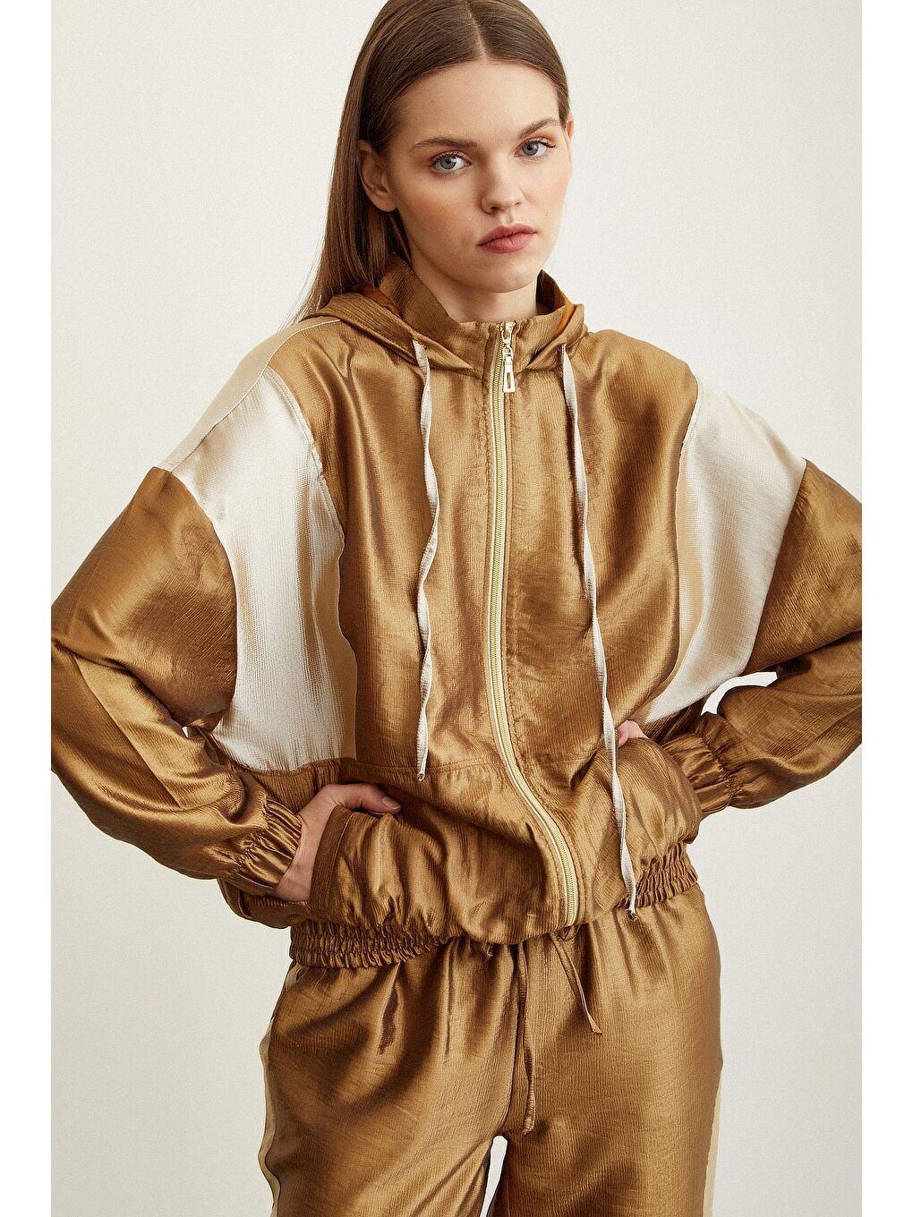 Sarı Fermuarlı Garnili Sweatshirt-3