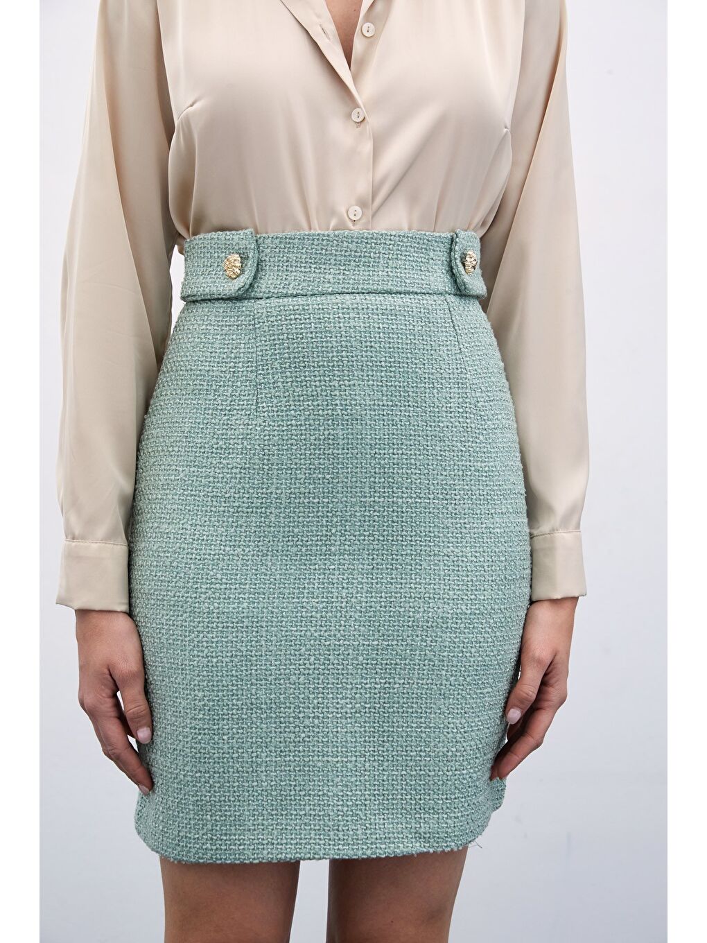 Yeşil Mini Boy Tüvit Etek - Mint-1