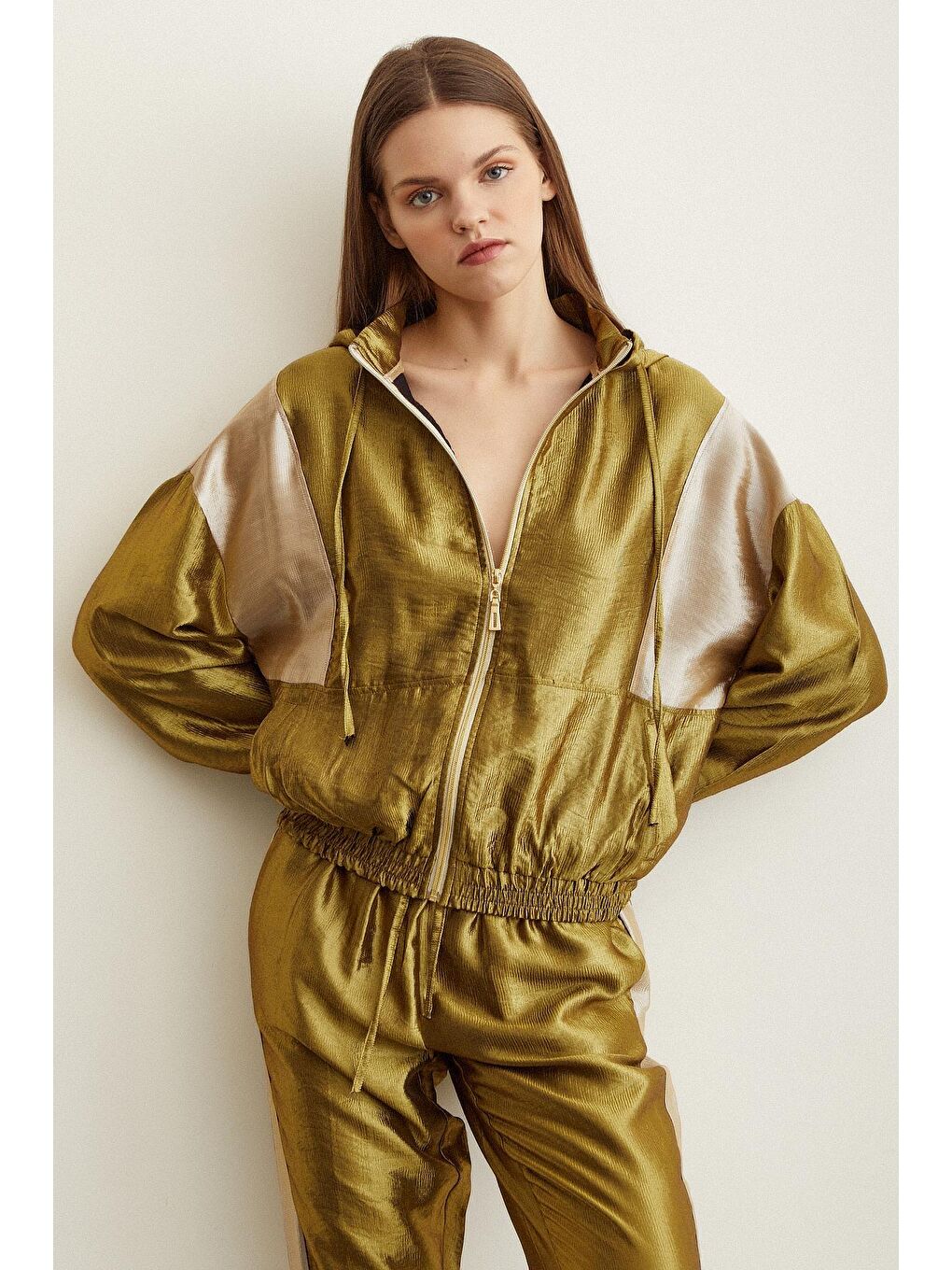 Yeşil Fermuarlı Garnili Sweatshirt-3