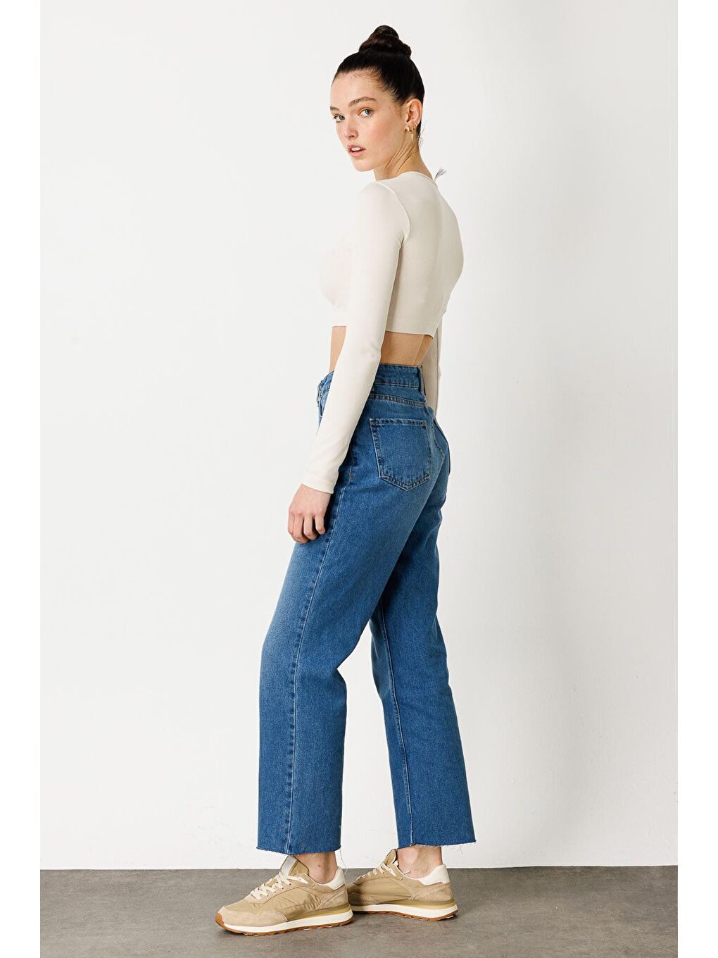 H1975'S Premium Yüksel Bel Jean - Açık Mavi-2