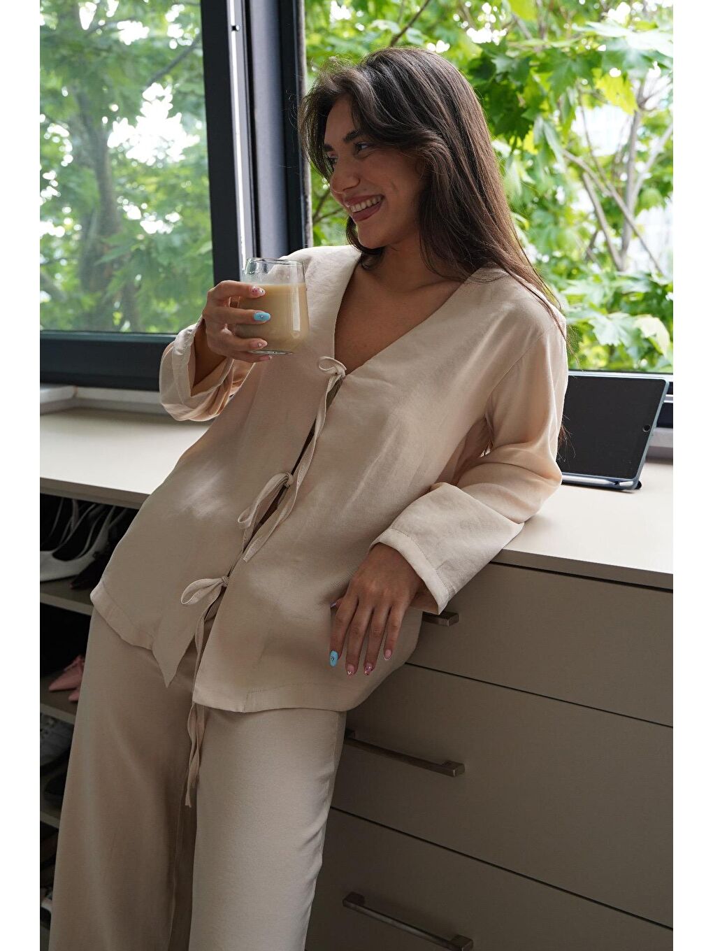 Bej Önü Bağlamalı Alt Üst Takım Mg2473-4