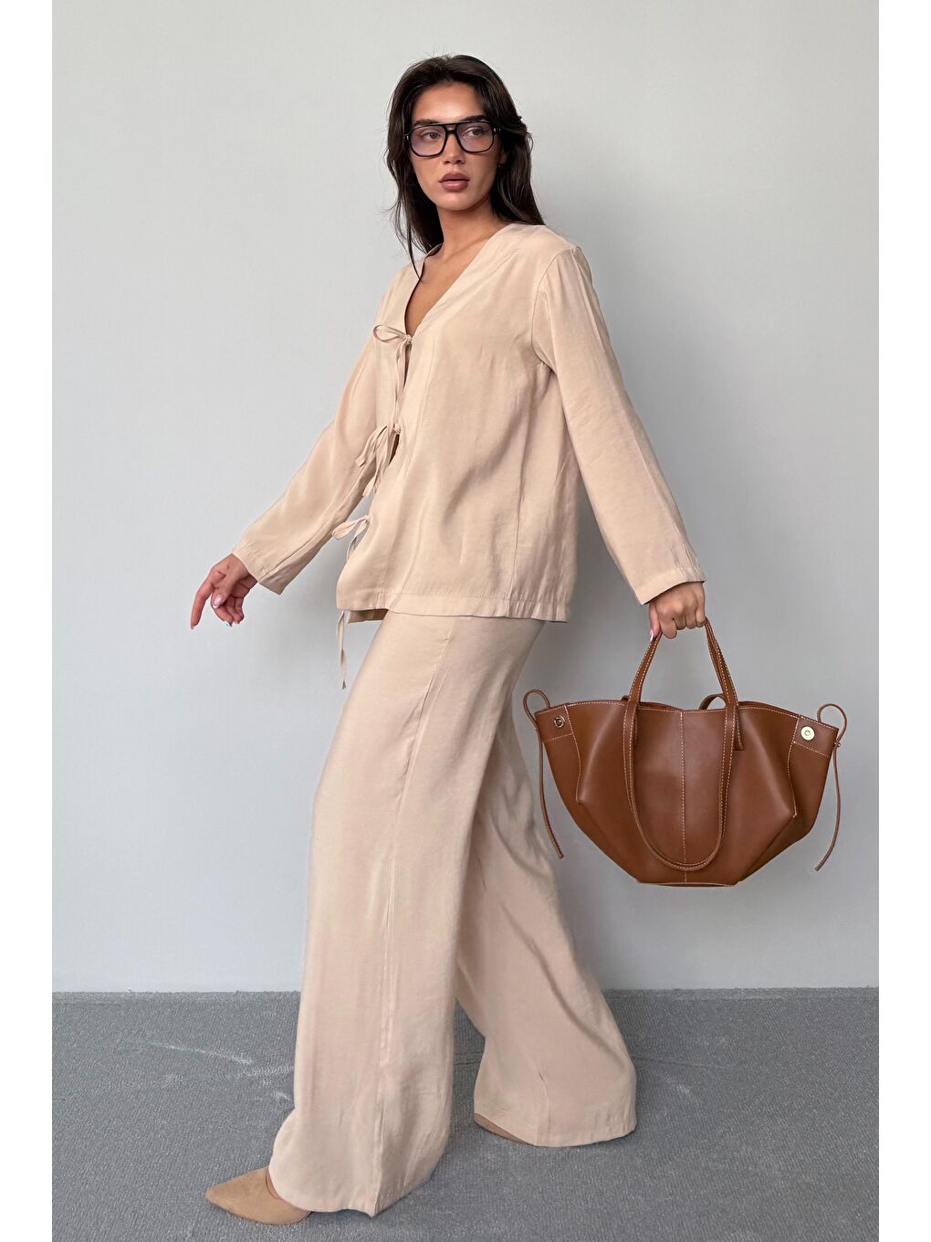 Bej Önü Bağlamalı Alt Üst Takım Mg2473-5