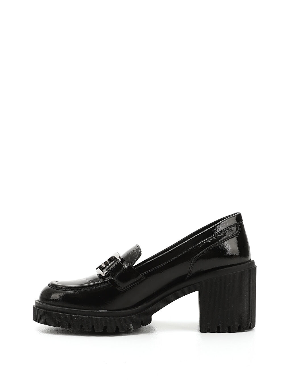 Siyah Kadın AÇIK SİYAH Tokalı Orta Kalın Topuklu Hakiki Deri Ayakkabı-3