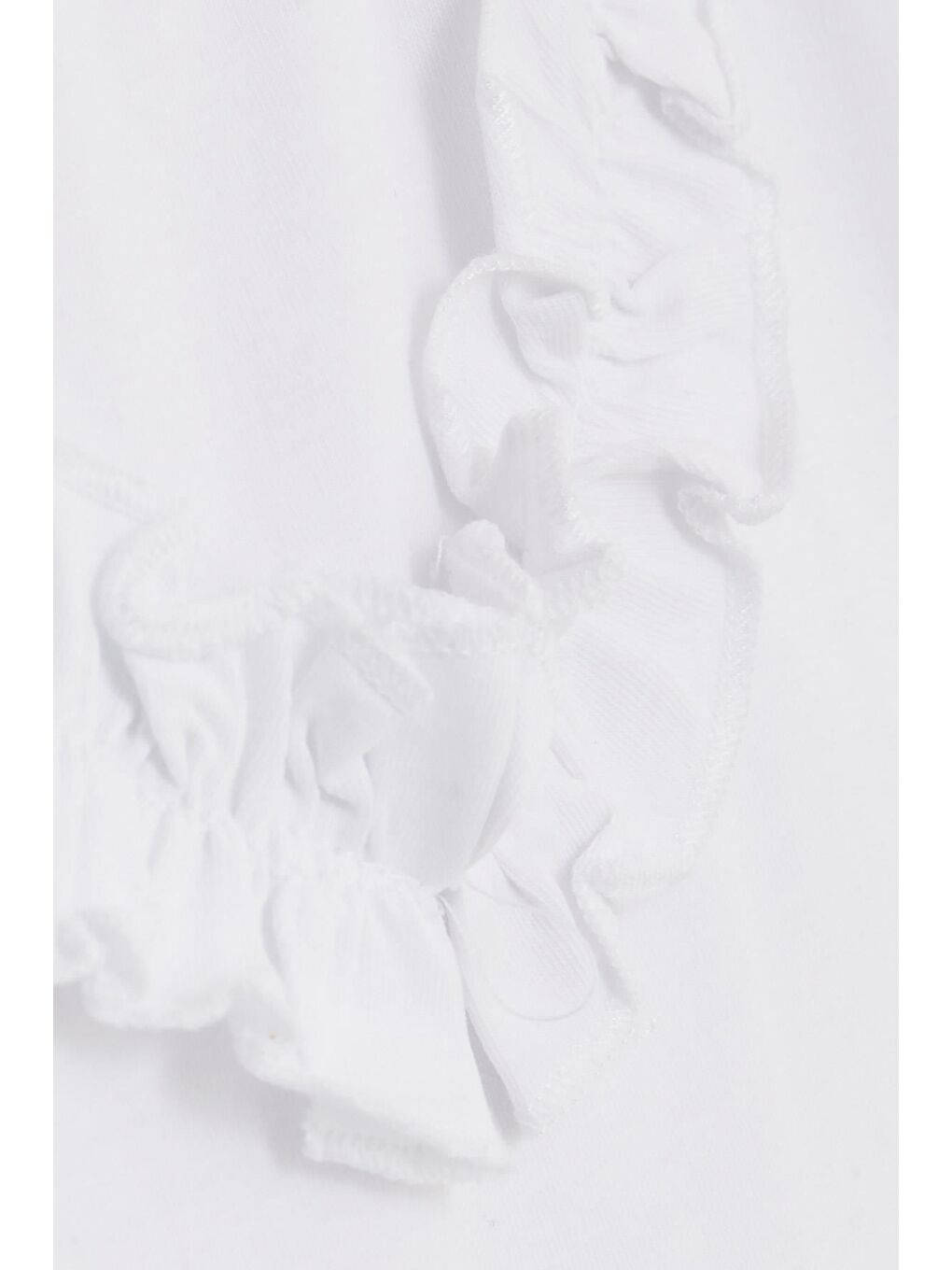 Kız Çocuk Şortlu Takım Puantiyeli Fiyonklu Fırfırlı Beyaz (4-8 Yaş)-5