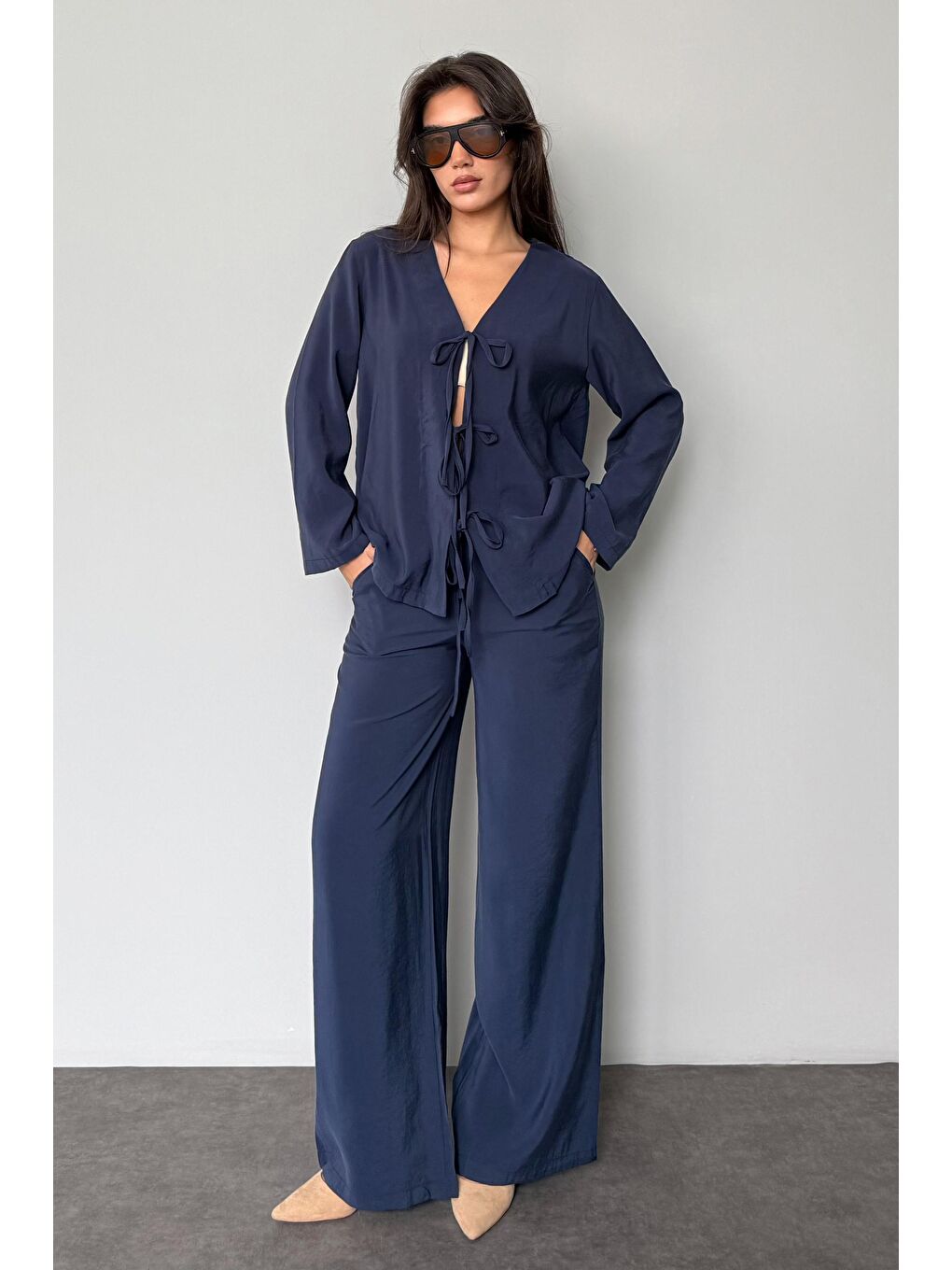 Lacivert Önü Bağlamalı Alt Üst Takım Mg2473-3