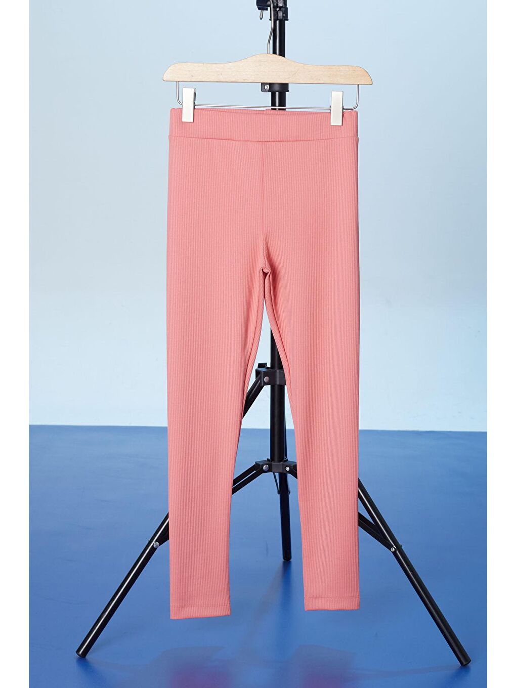 Pembe Somon Fitilli Lastikli Bel Kız Çocuk Düz Tayt