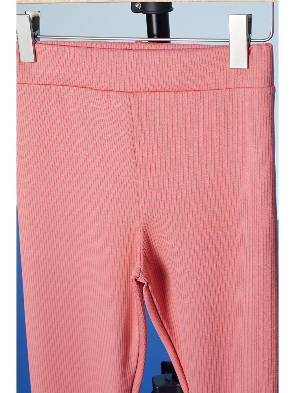 Pembe Somon Fitilli Lastikli Bel Kız Çocuk Düz Tayt-2