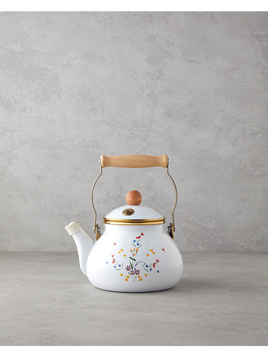 Floral Symphony Emaye Demlik 2 Litre Beyaz