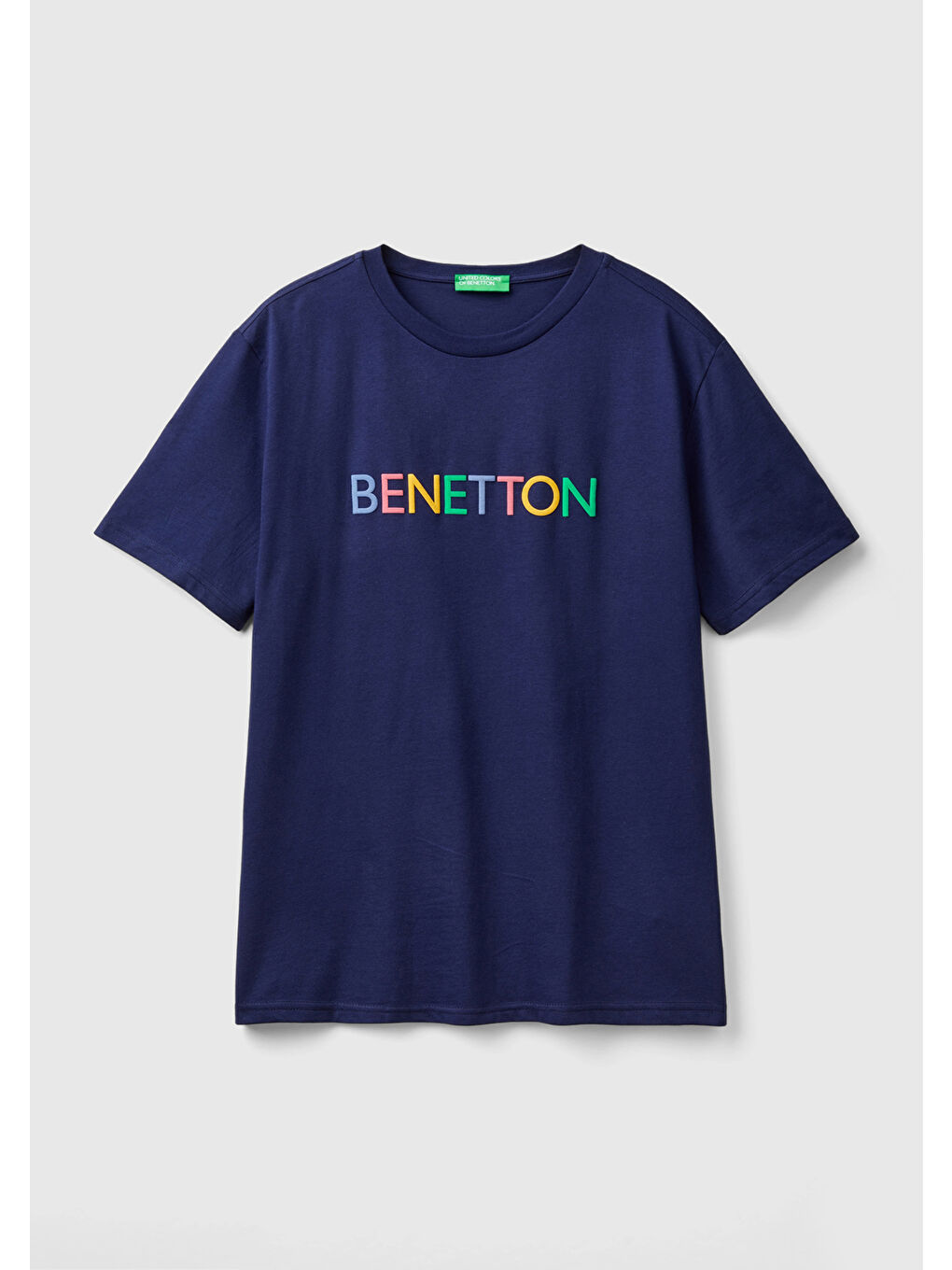 United Colors Of Benetton Lacivert Erkek Lacivert UCB %100 Pamuk Baskılı Kısa Kollu Yuvarlak Yaka T-Shirt - 1