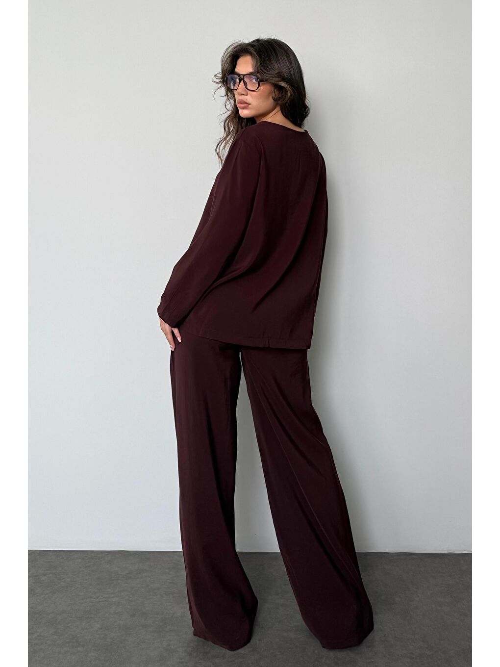 Kahverengi Önü Bağlamalı Alt Üst Takım Mg2473-3