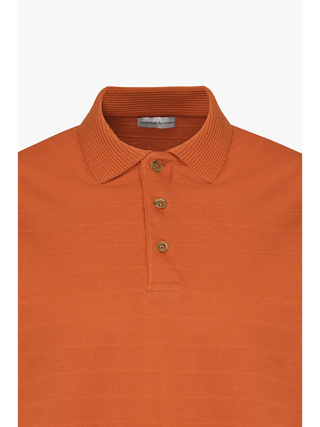 Kahverengi Erkek Kiremit Slim Fit Dar Kesim %100 Pamuk Jakarlı Polo Yaka Tişört-6