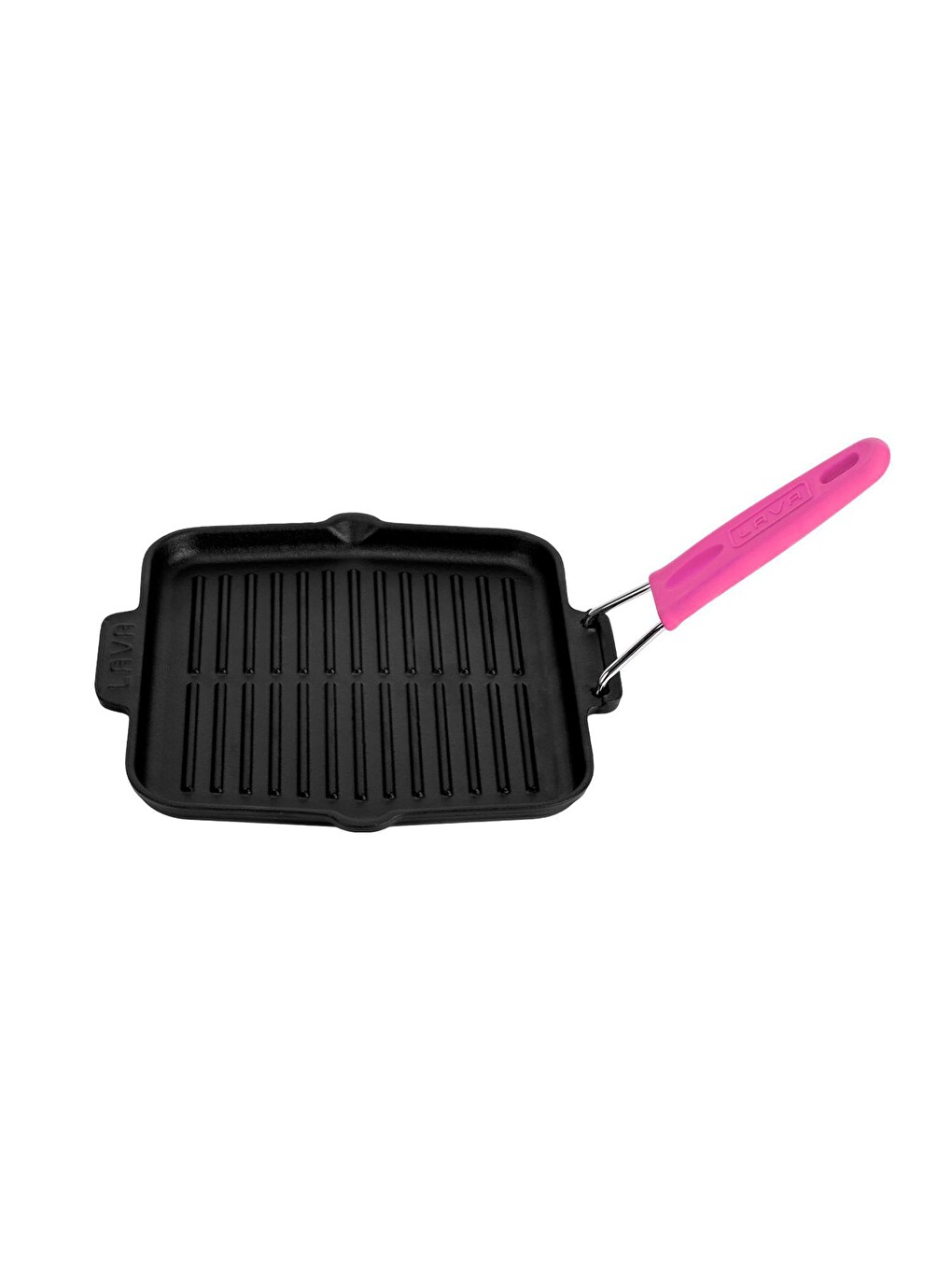 Pembe Kare Sığ Izgara Tavası Silikon Tel Saplı Ölçü 21x21 Cm