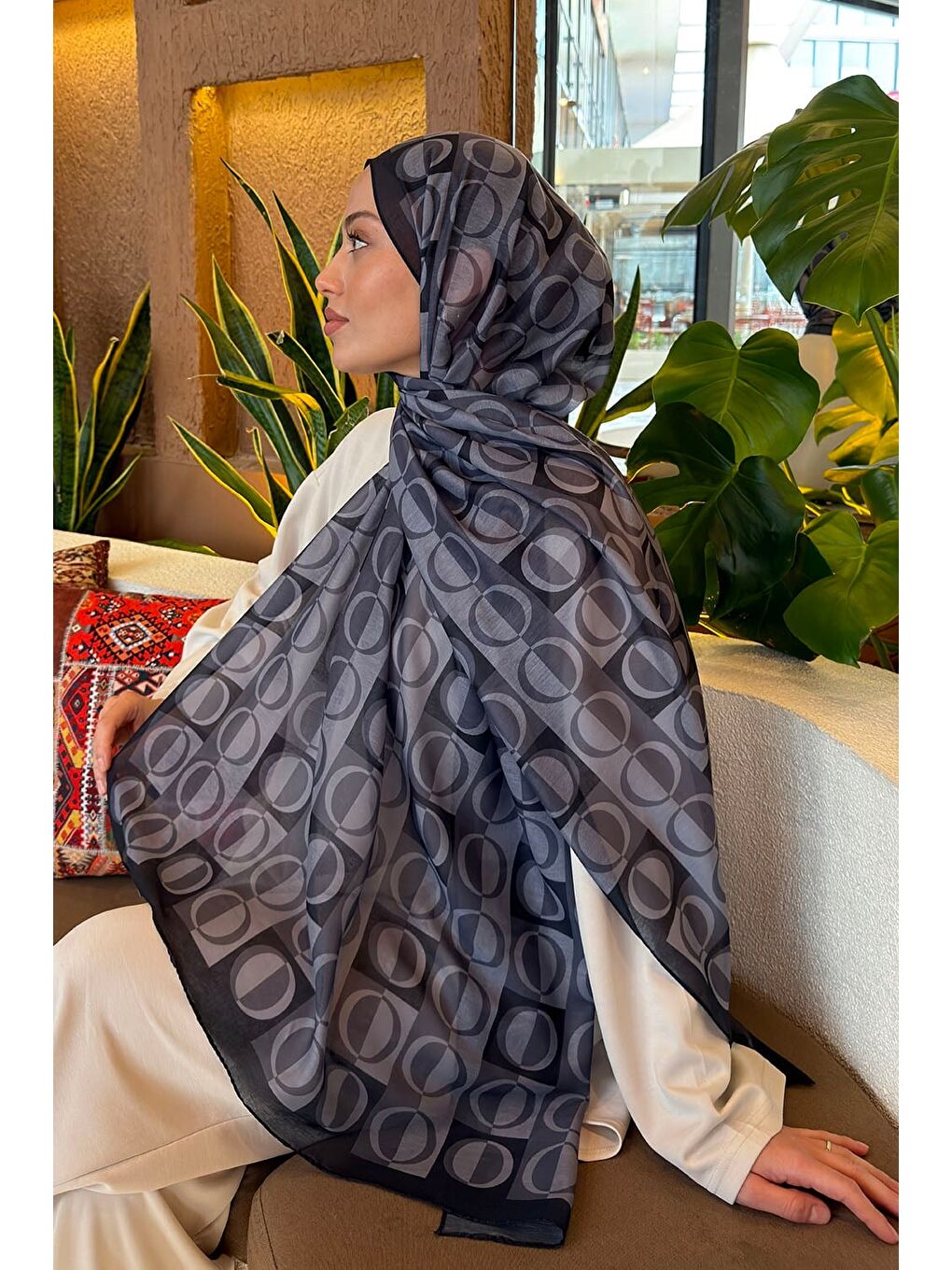 Halka Desen Ferah Şal Antrasit-3