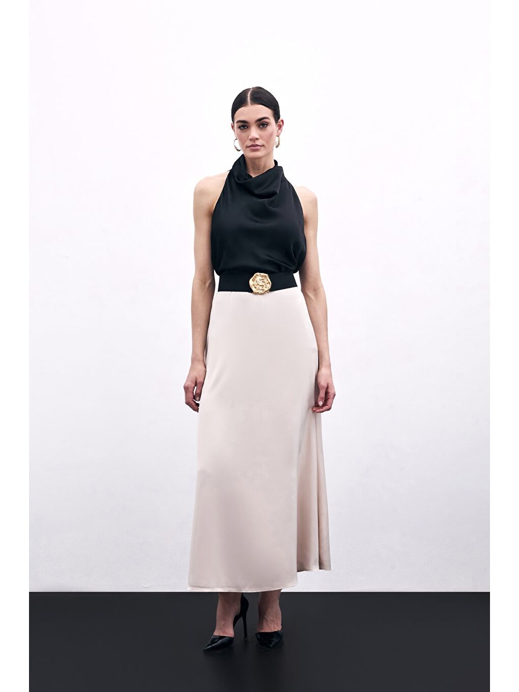 Uzun Saten Etek - Bej-2