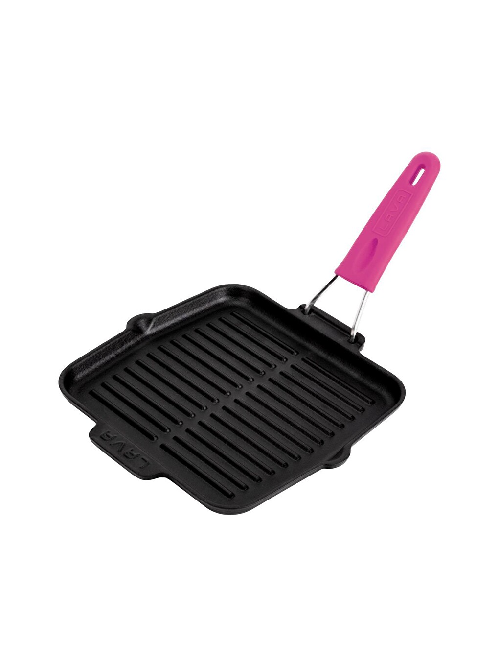 Pembe Kare Sığ Izgara Tavası Silikon Tel Saplı Ölçü 21x21 Cm-1