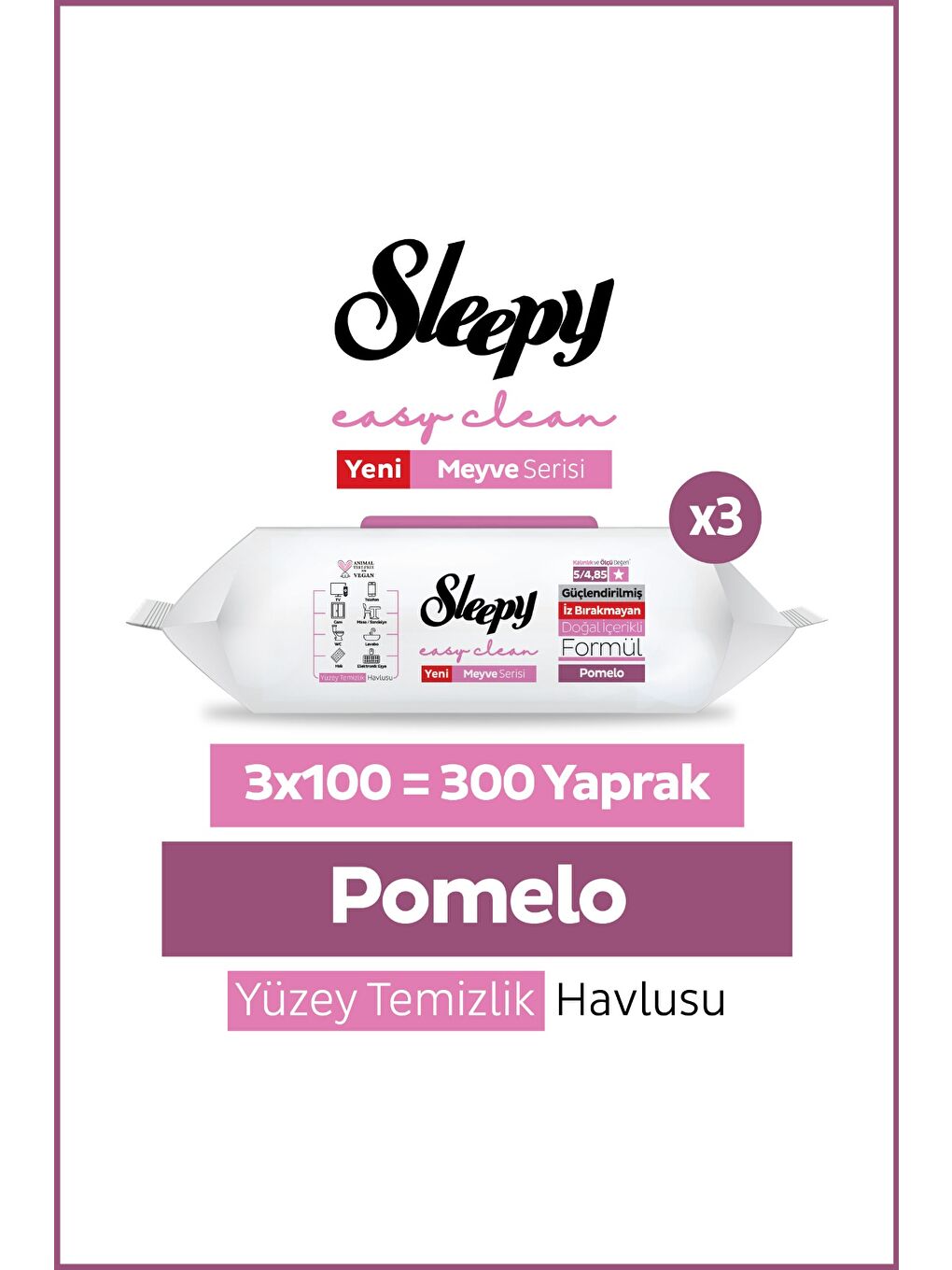 Meyve Serisi Yüzey Temizlik Havlusu Mendili Pomelo 3x100 (300 Yaprak)