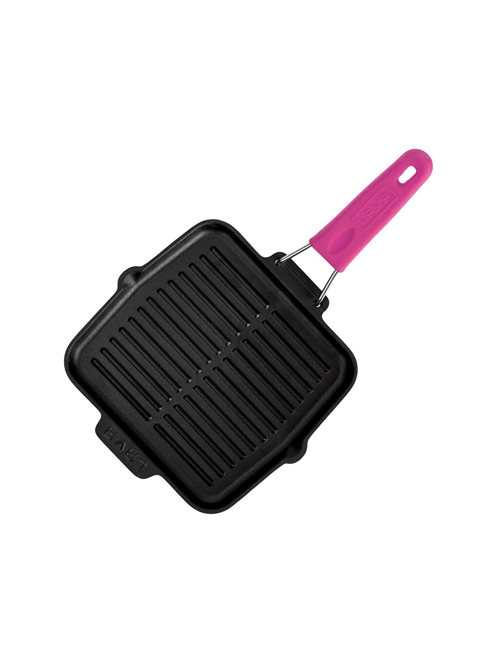 Pembe Kare Sığ Izgara Tavası Silikon Tel Saplı Ölçü 21x21 Cm-2