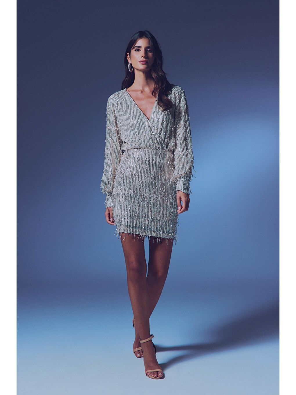 Payet Detaylı Mini Etek - Bej-1