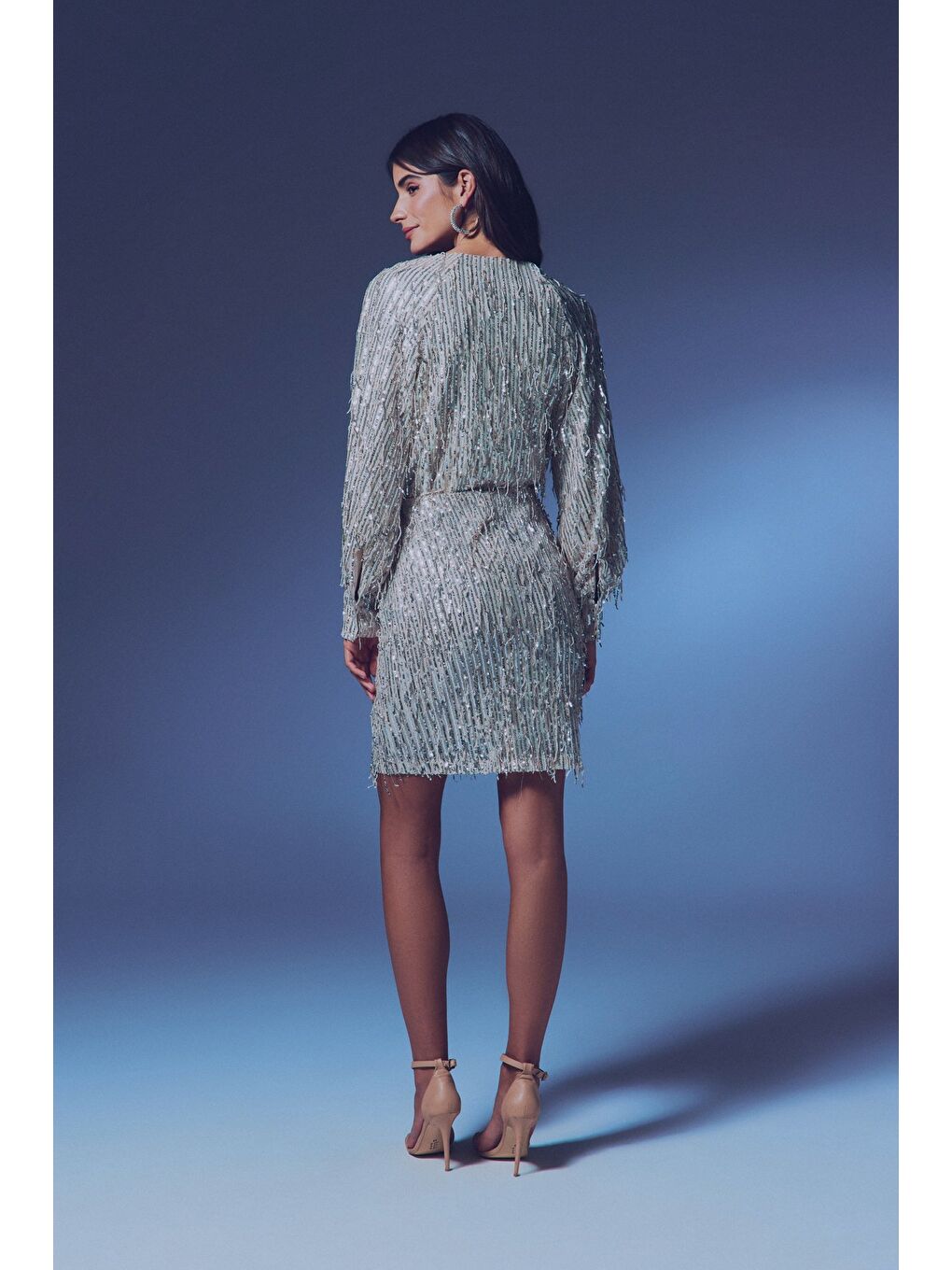 Payet Detaylı Mini Etek - Bej-3