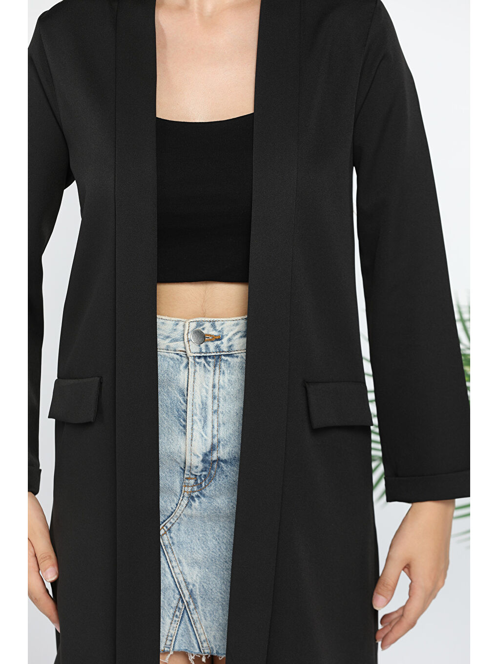 Siyah Kol Katlı Ceket-3