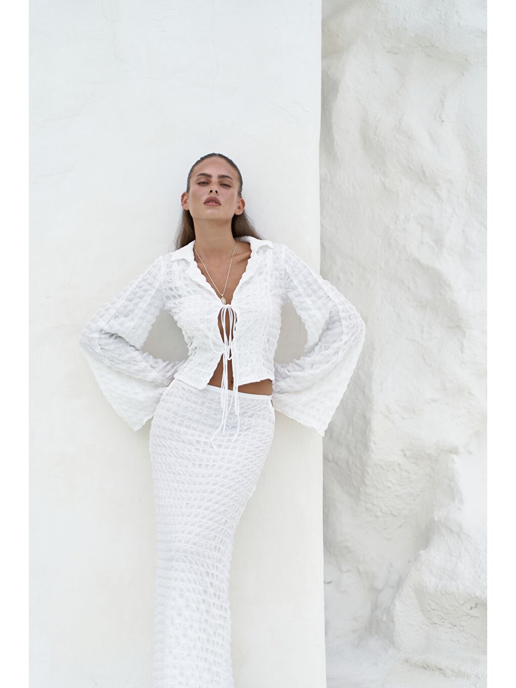 Rania Ekru Gömlek Etek Takım