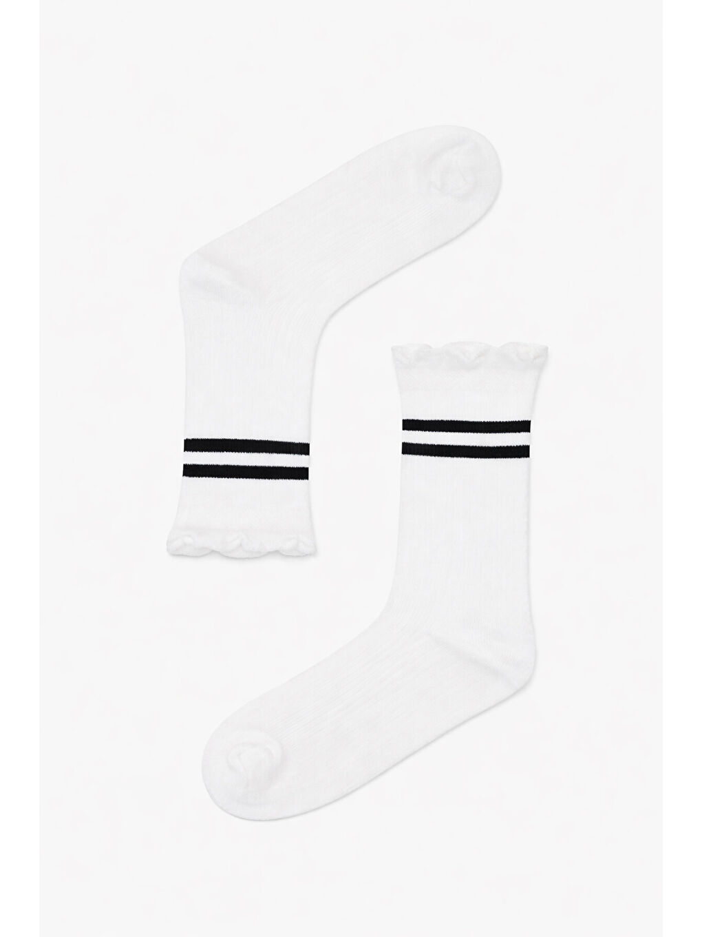 Beyaz Çizgili Soket Çorap-2