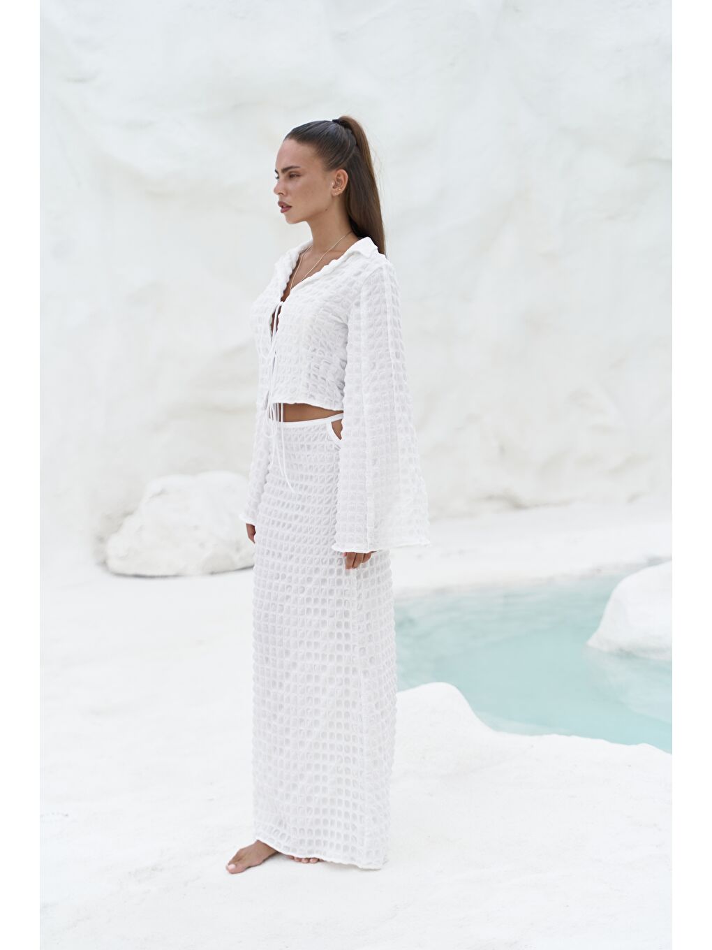 Rania Ekru Gömlek Etek Takım-2