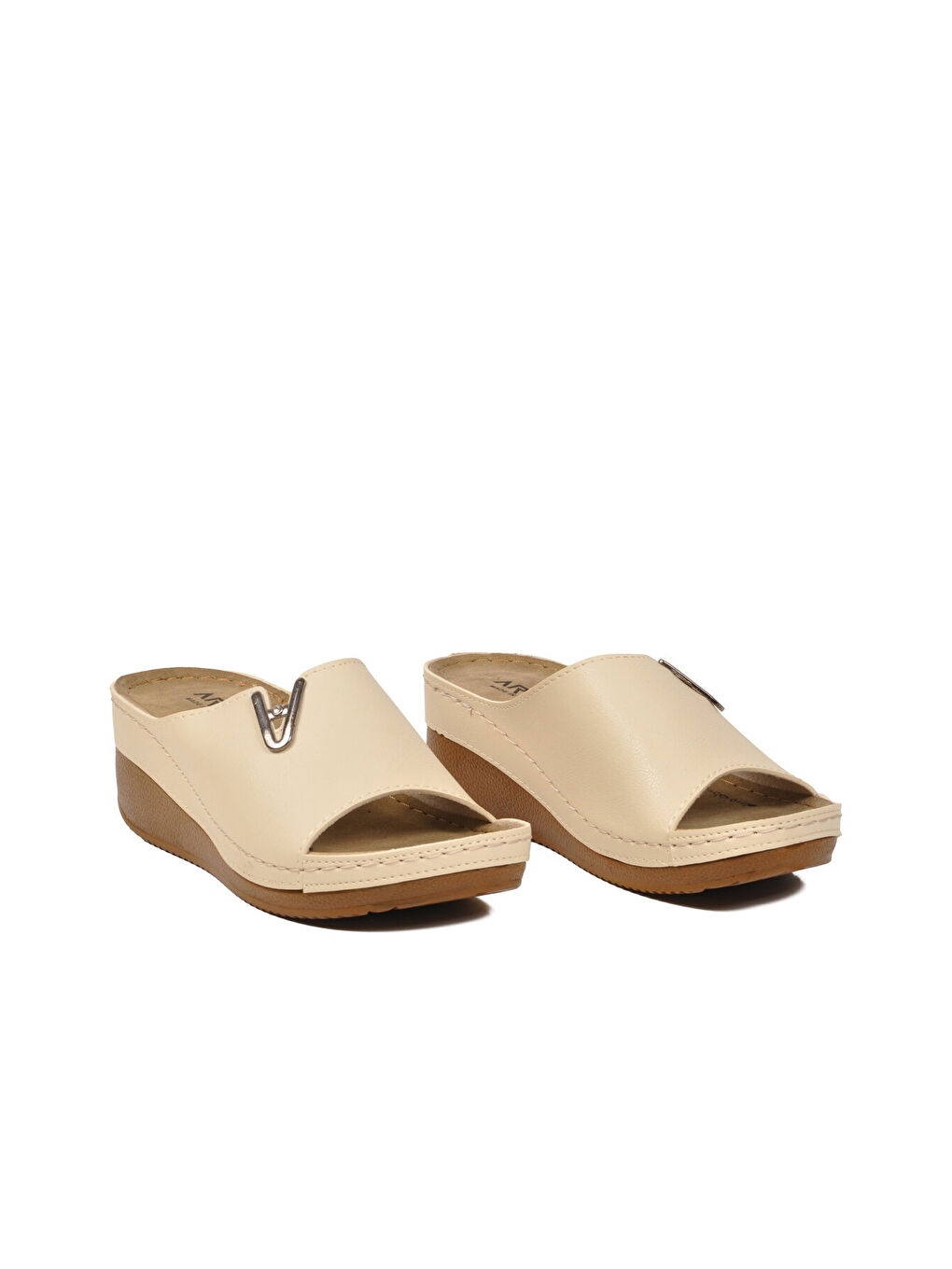 Bej Anatomik Kadın Topuklu Terlik 38-973 RR Z-2