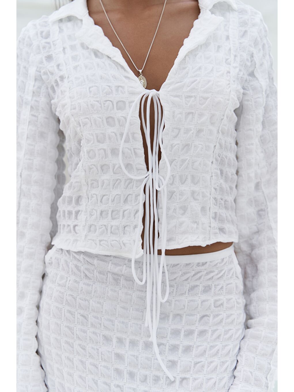 Rania Ekru Gömlek Etek Takım-6