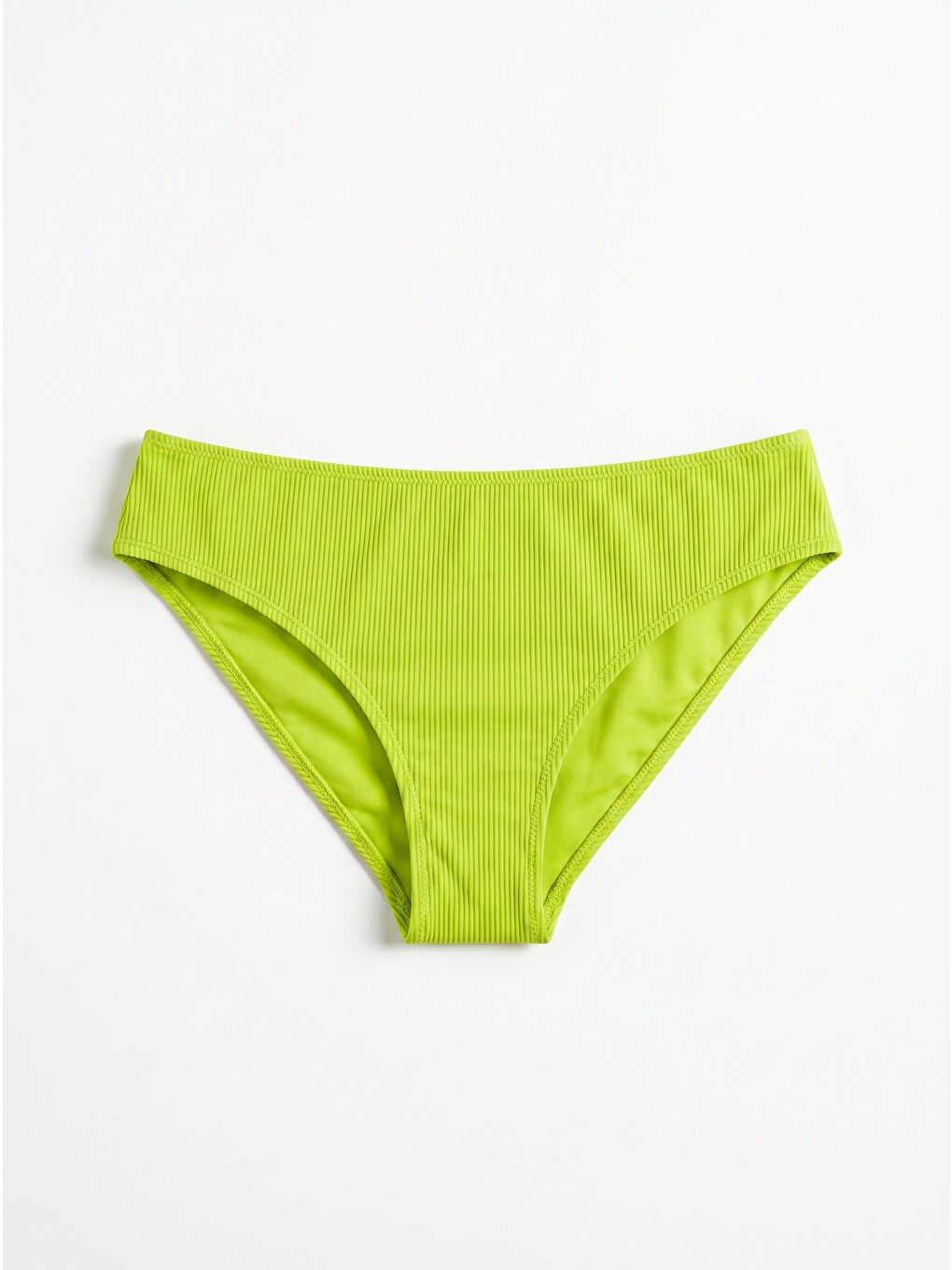 Yeşil Reps Yüksek Bel Tek Alt Bikini