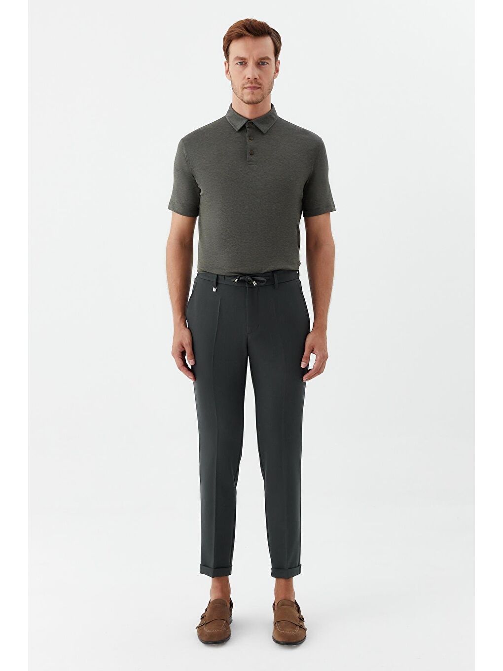 Yeşil Zümrüt Rengi Regular Fit Yan Cepli Jogger Erkek Pantolon-1