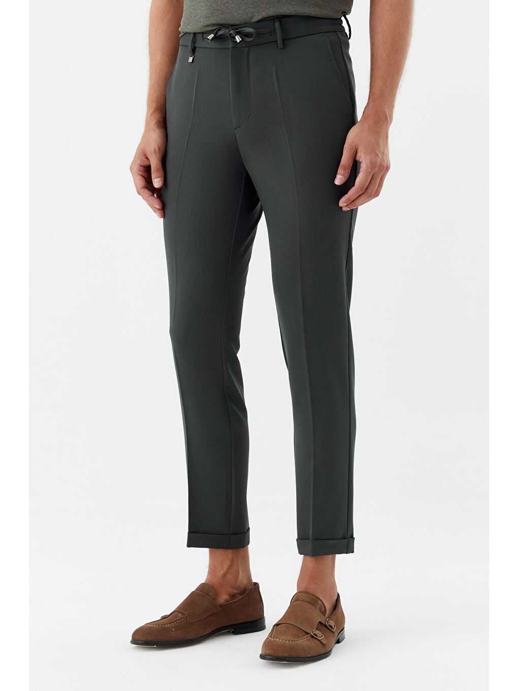 Yeşil Zümrüt Rengi Regular Fit Yan Cepli Jogger Erkek Pantolon-2