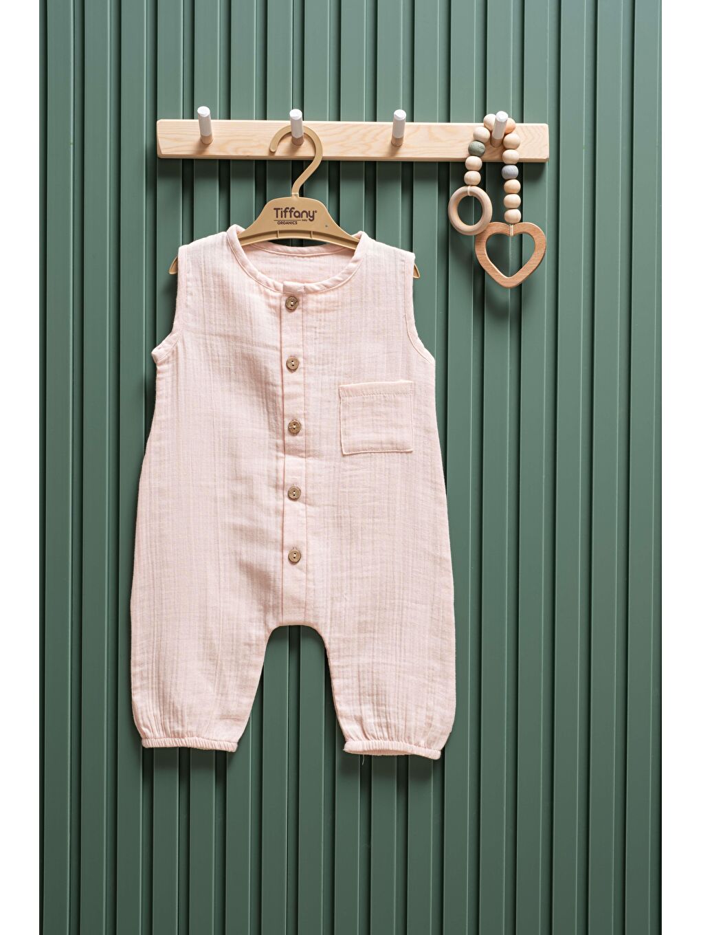 Pembe Müslin Uzun Atlet Tulum 3 24 Ay %100 Pamuk Bebek Yazlık Tulum