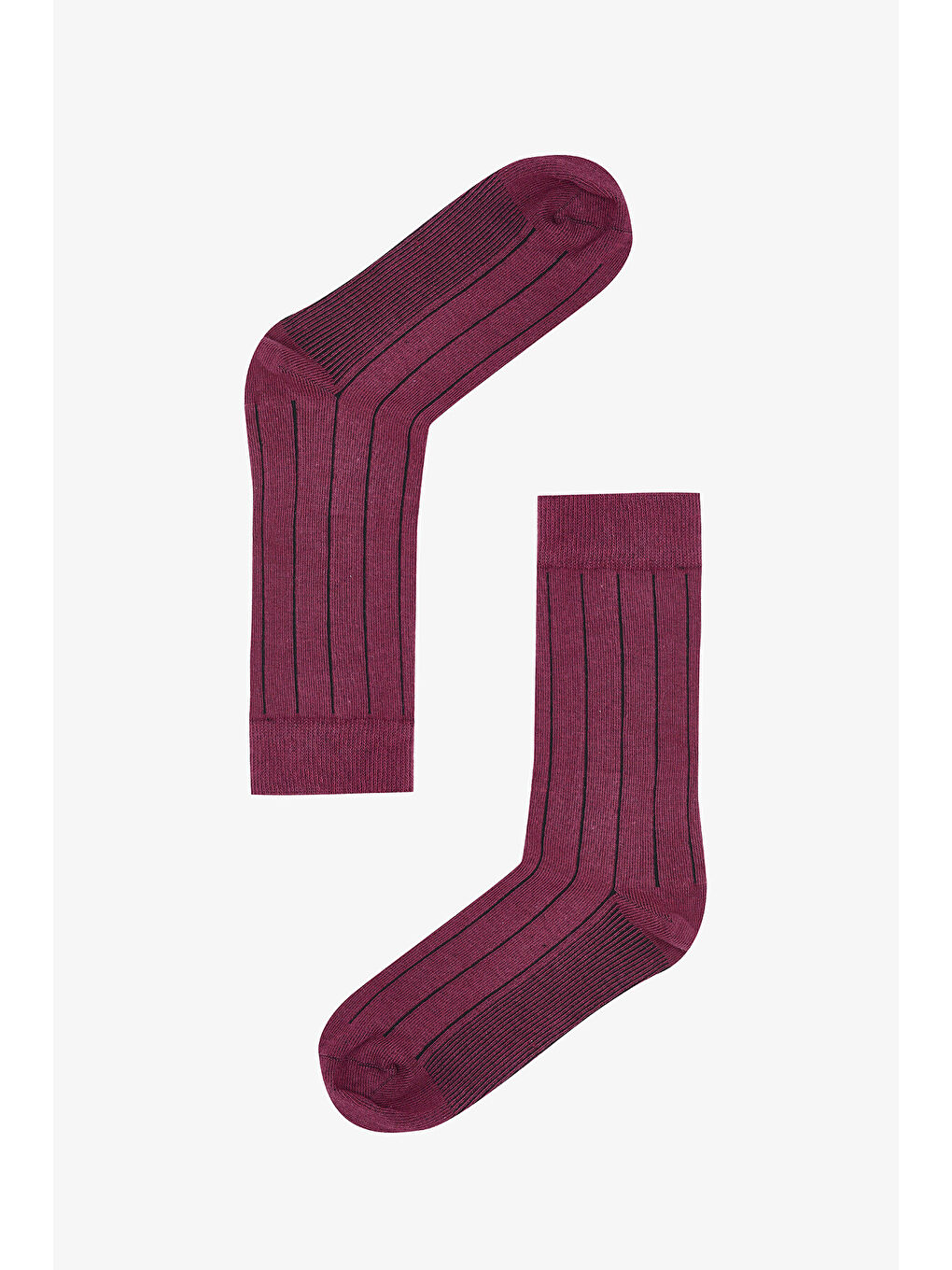 Bordo Çizgi Desenli Çorap-1