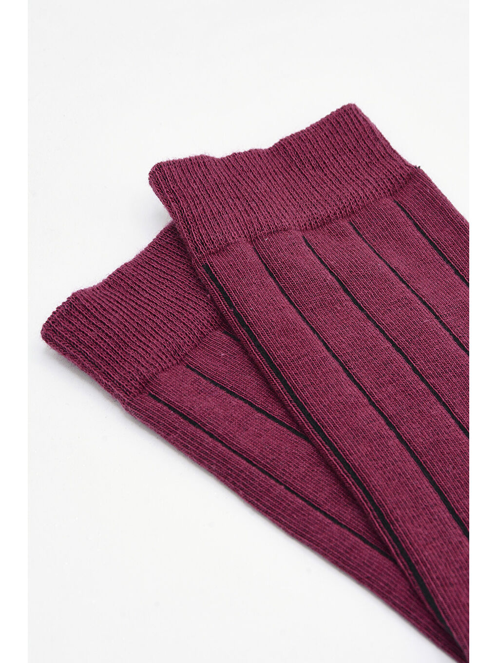 Bordo Çizgi Desenli Çorap-2