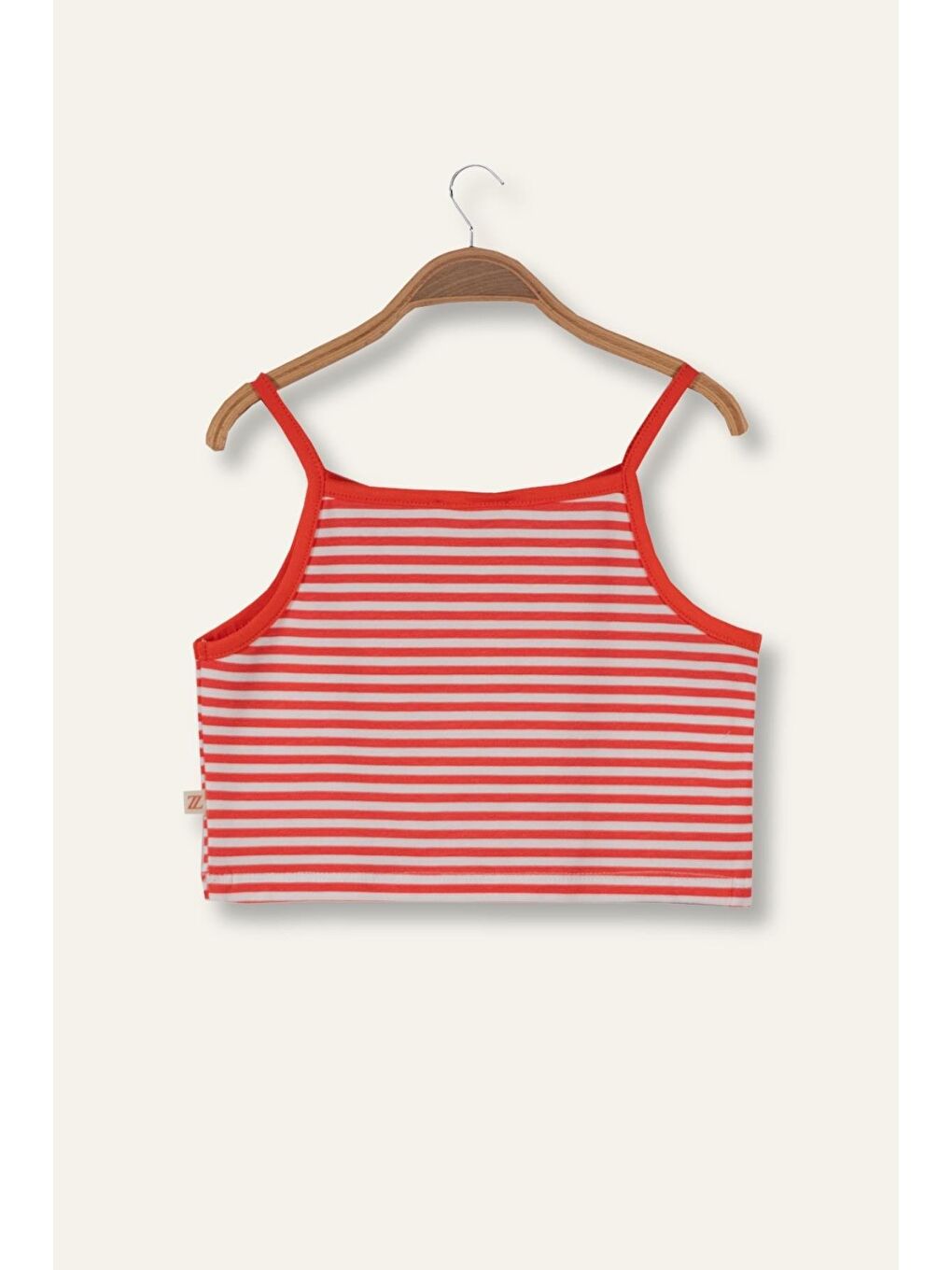 Kırmızı Kız Çocuk Crop Çizgili Atlet - Coral Çizgili-1