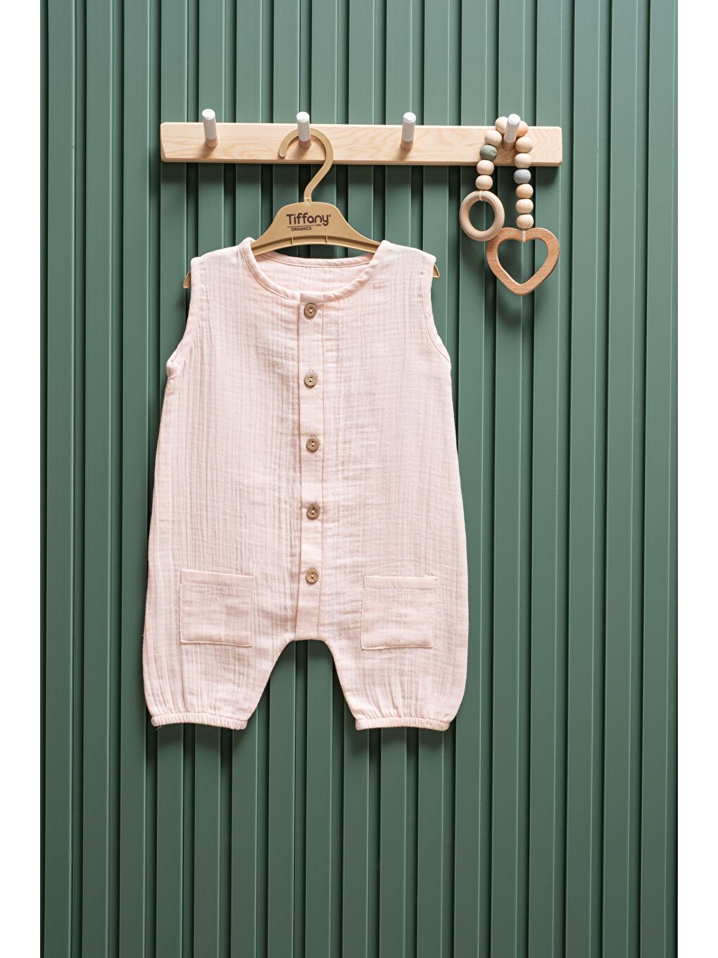 Pembe Müslin Kısa Atlet Tulum 6 24 Ay %100 Pamuk Yazlık Bebek Tulum