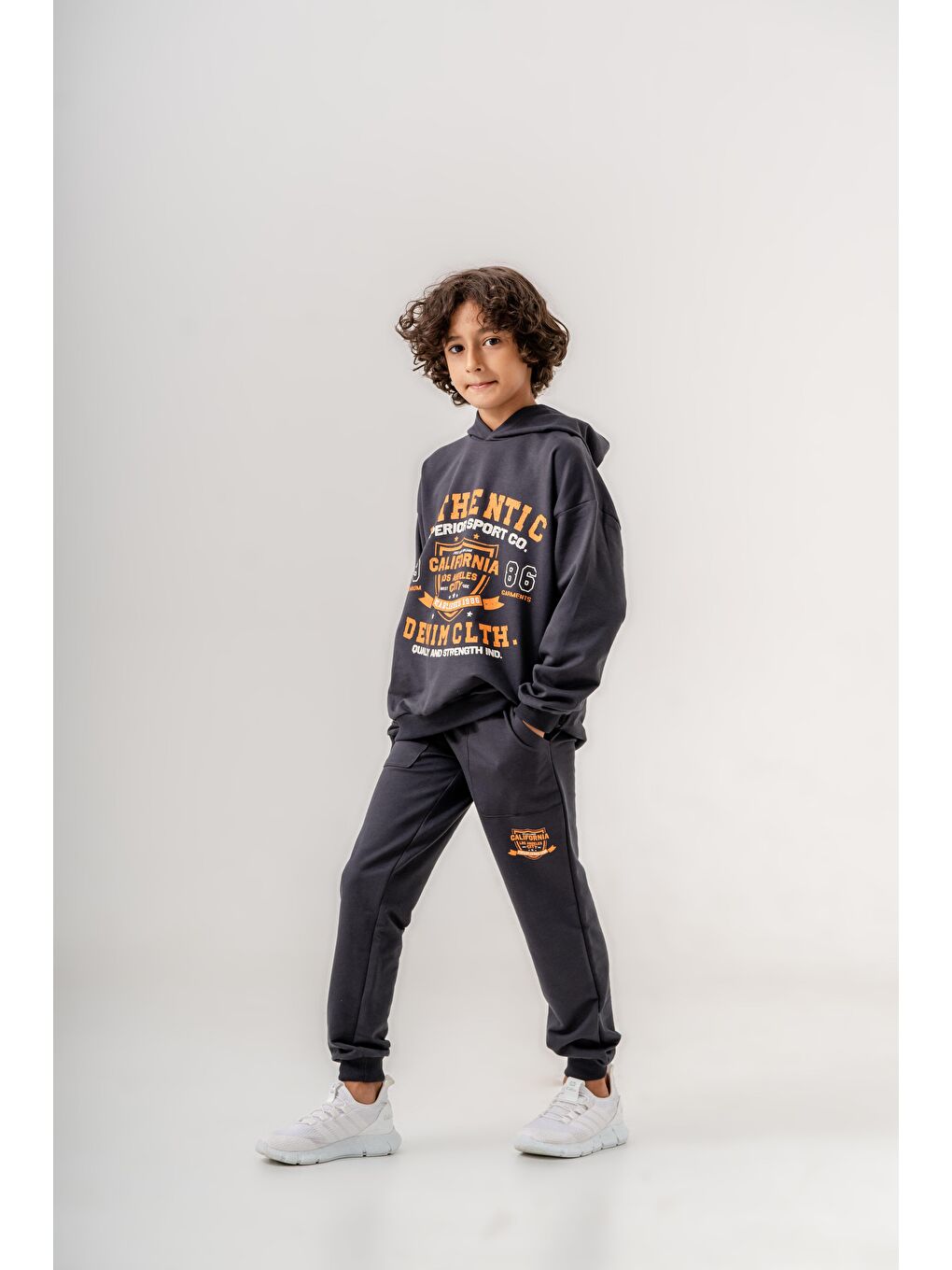 Mışıl Kids Füme Authentic Denim Los Angeles City WestSide Erkek Çocuk Alt-Üst Eşofman Takımı - 6